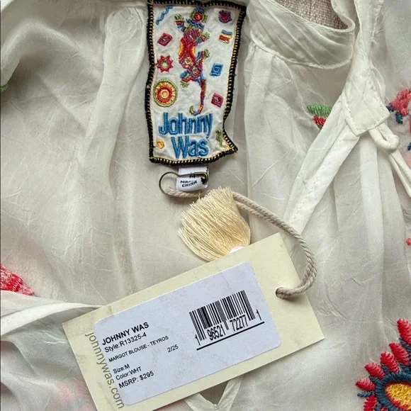 NWT! Retail $295 Johnny Was Ivory Blouse with Colorful Embroidery - Picture 9 of 10